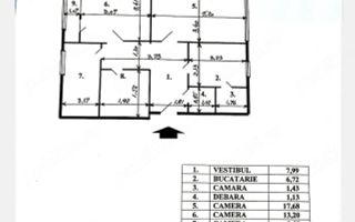 3 Camere - 65MP | Decomandat | Cetatea de Balta - Schiță 7