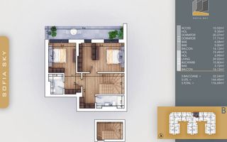 Th. Pallady 3 camere Duplex | Living 39mp | Dormitor 20mp - Schiță 3