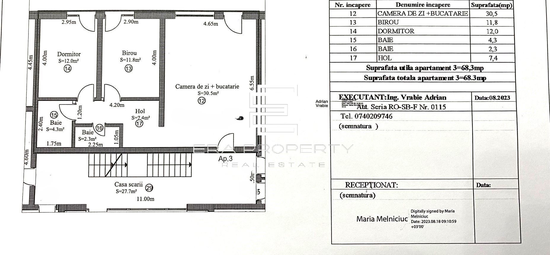 Apartament 3 camere cu grădină 80 mp  – 2 locuri parcare- Selimbar - Schiță 15