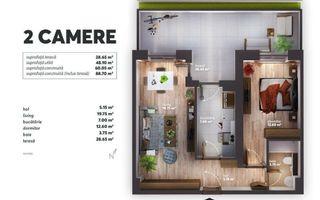 Apartament 2 camere cu terasa Parcului 20 / Parcare proprie - Poză 12
