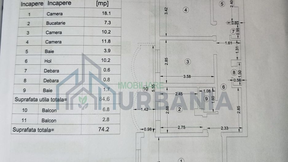 Apartament 3 camere, 74 mp, decomandat, la intrare în Dancu - Poză 9