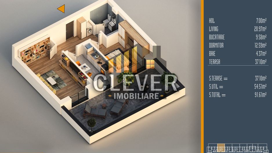 Apartament Superb 2 Camere cu Terasa 37mp Theodor Pallady - Poză 3