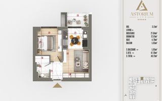 2 camere Izolatie Fonica Interioara Titan Pallady - Schiță 5