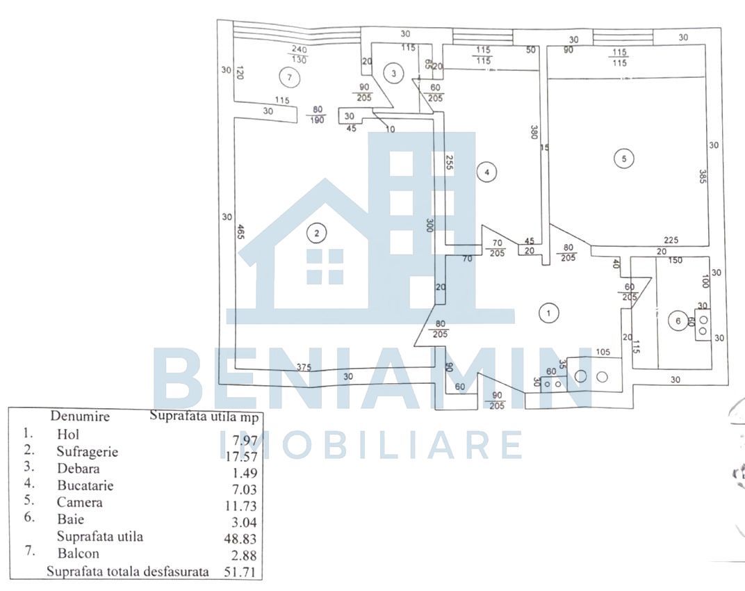 2 Decomandate Mobilat Utilat Calea Bucuresti Rotonda 52mp - Schiță 11