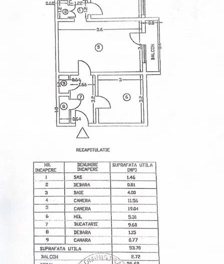 APARTAMENT 2 CAMERE | CRANGASI | MOBILAT - Schiță 14