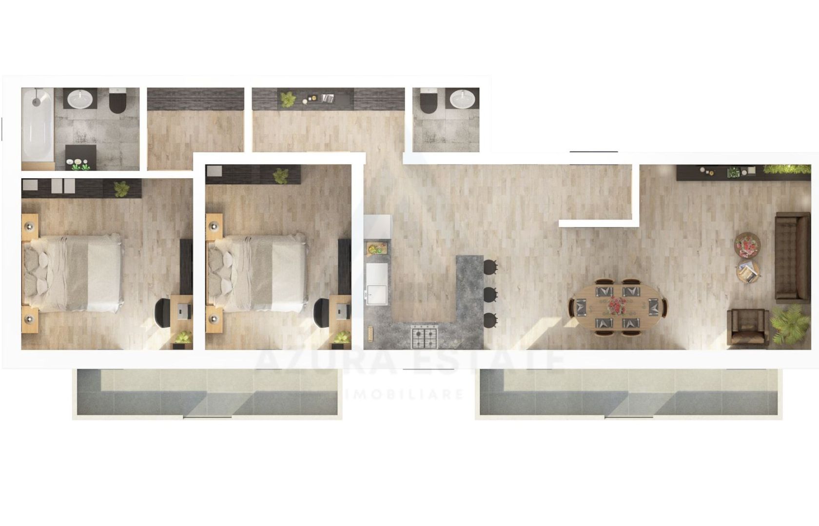 Apartament etaj 1 cu 78 mp utili 3 camere 2 bai 2 balcoane  Dna Stanca - Poză 1