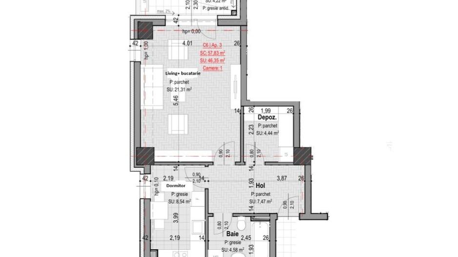 Apartament NOU INTABULAT 2 camere 50 mp+ loc parcare Copou 120000 EURO - Poză 9