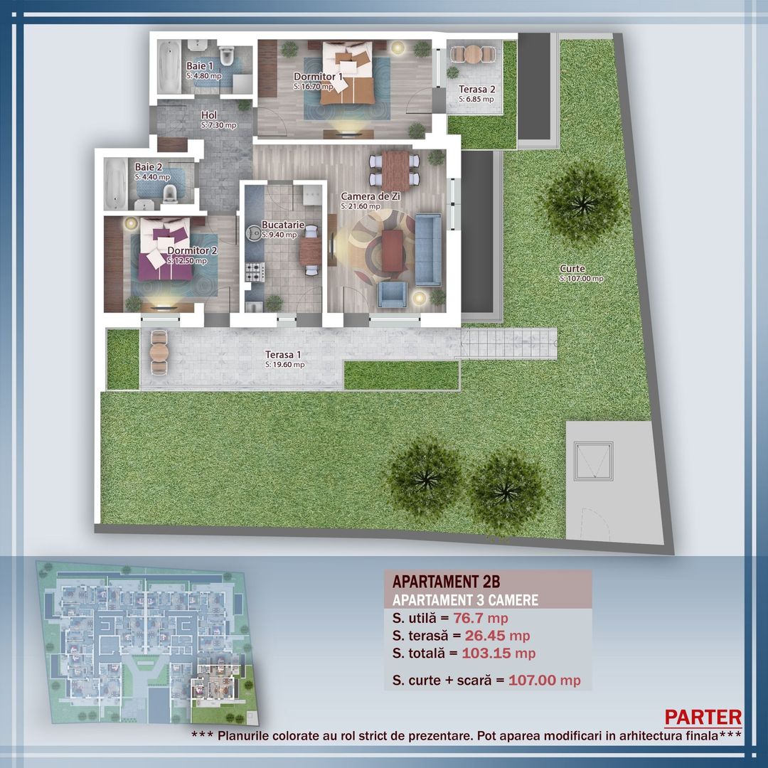 Oferta Lansare 3 camere cu gradina Titan Pallady incalzire pardoseala - Schiță 1