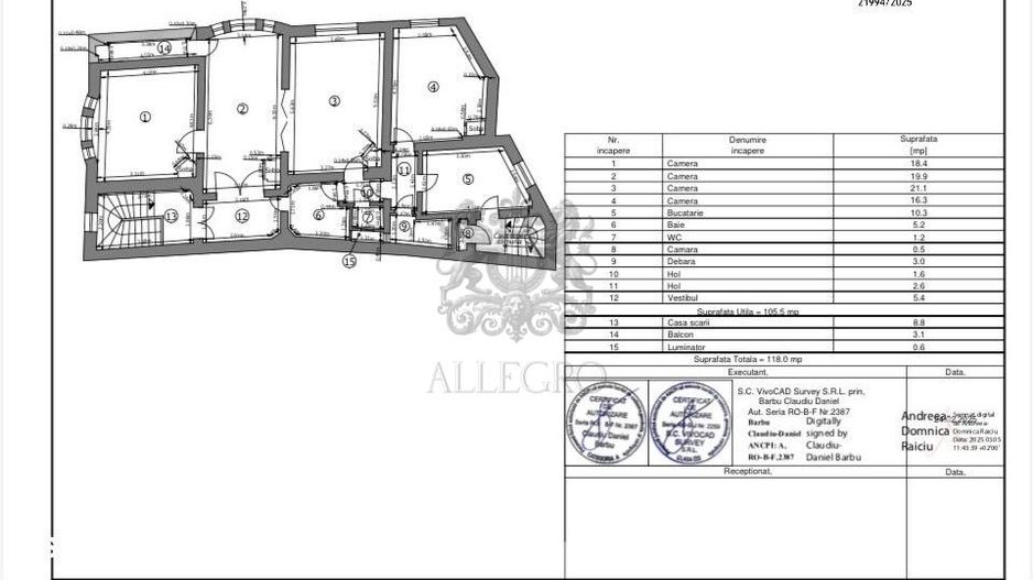 Apartament in vila interbelica |  Coposu  | 4 camere | Superb - Schiță 15