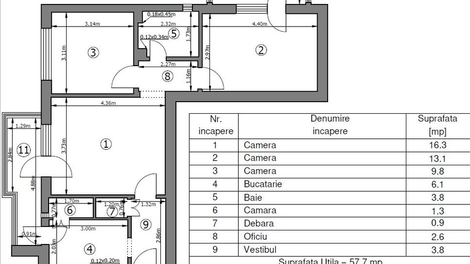 Apartament 3 camere – Șoseaua Ștefan cel Mare – etaj 6/7 – 2 balcoane – luminos - Schiță 14