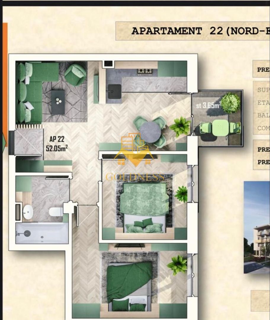 3 camere, premium, prima închiriere, parcare, bloc nou, Octavian Paler - Poză 12