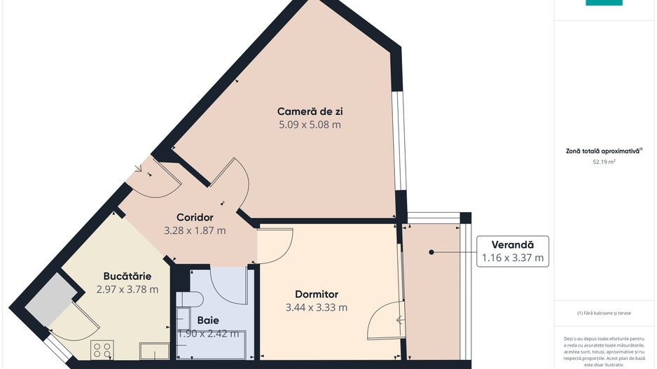 Apartament cu 2 camere în zona Soarelui - Poză 11