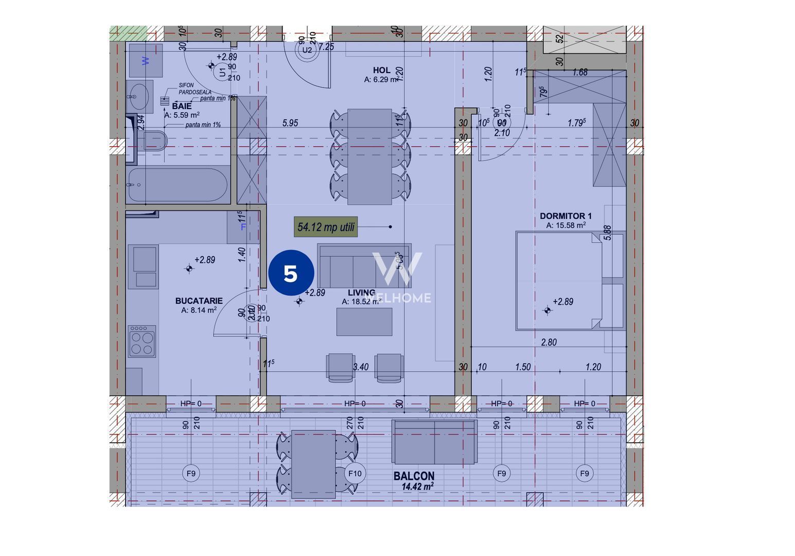 Apartament cu 2 camere situat intr-o zona superba a Sibiului - Vest - Schiță 6