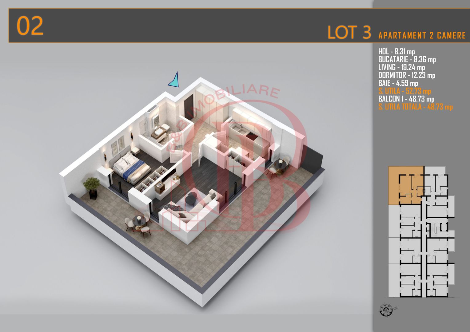 Apartament 2 camere cu terasa Titan-Pallady-Metrou Teclu - Schiță 1