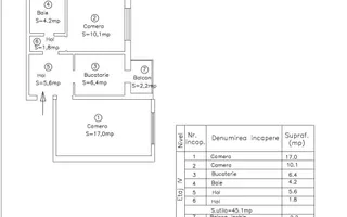 Apartament 2 camere | Str. Felix, Zona Aradului | 87.000 EUR | Comision 0% - Schiță 30