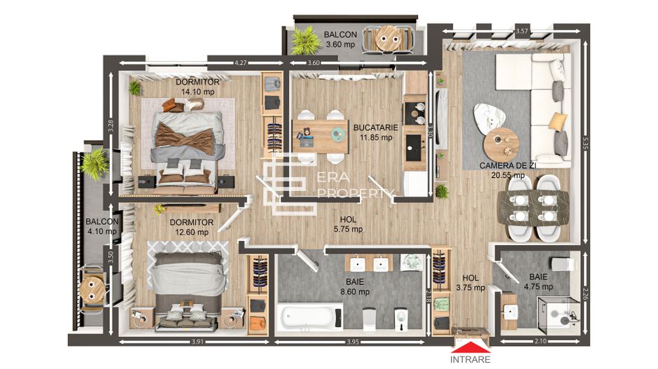 Apartament 3 cam. 84mp | 2 Băi | 2 Balcoane | zona Ratiu | Șelimbăr - Schiță 7