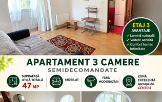 Apartament cu 3 camere, etaj 3, mobilat și utilat, VASLUI - zona SMÂRDAN;