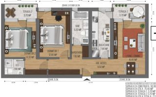 Apartament 3 camere mobilat complet - Poză 3