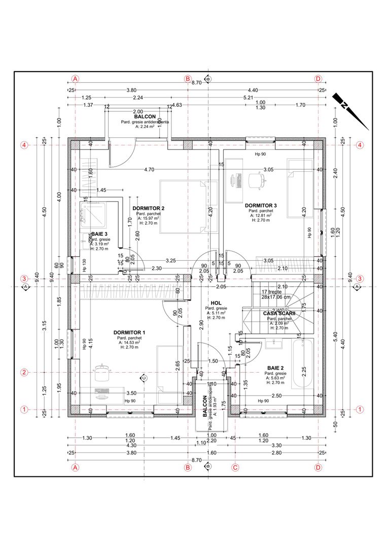 Casa  4 camere,2 bai,136 mp, 550 mp teren zona Corunca - Poză 6