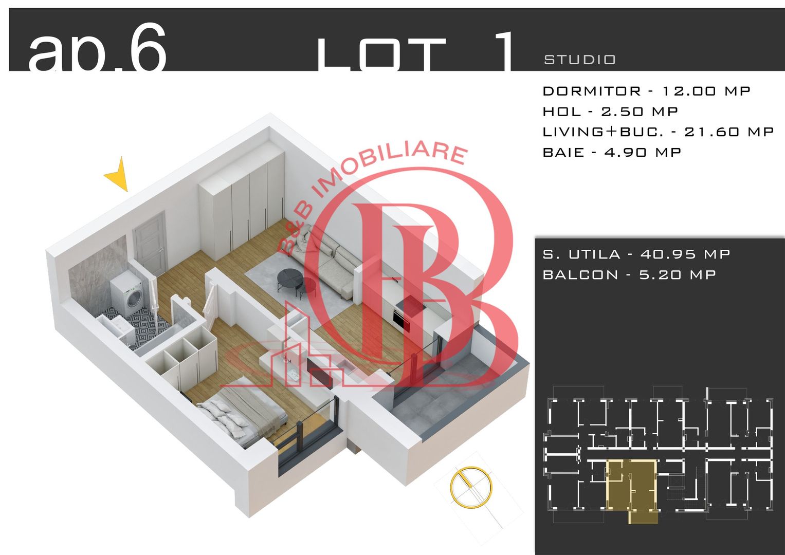 2 camere  -parcare inclusa -proiect nou -Pallady - Schiță 11