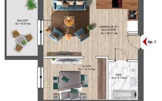 Vânzare, studio dublu, parcare înclusă în preț, Constanța - Schiță 9