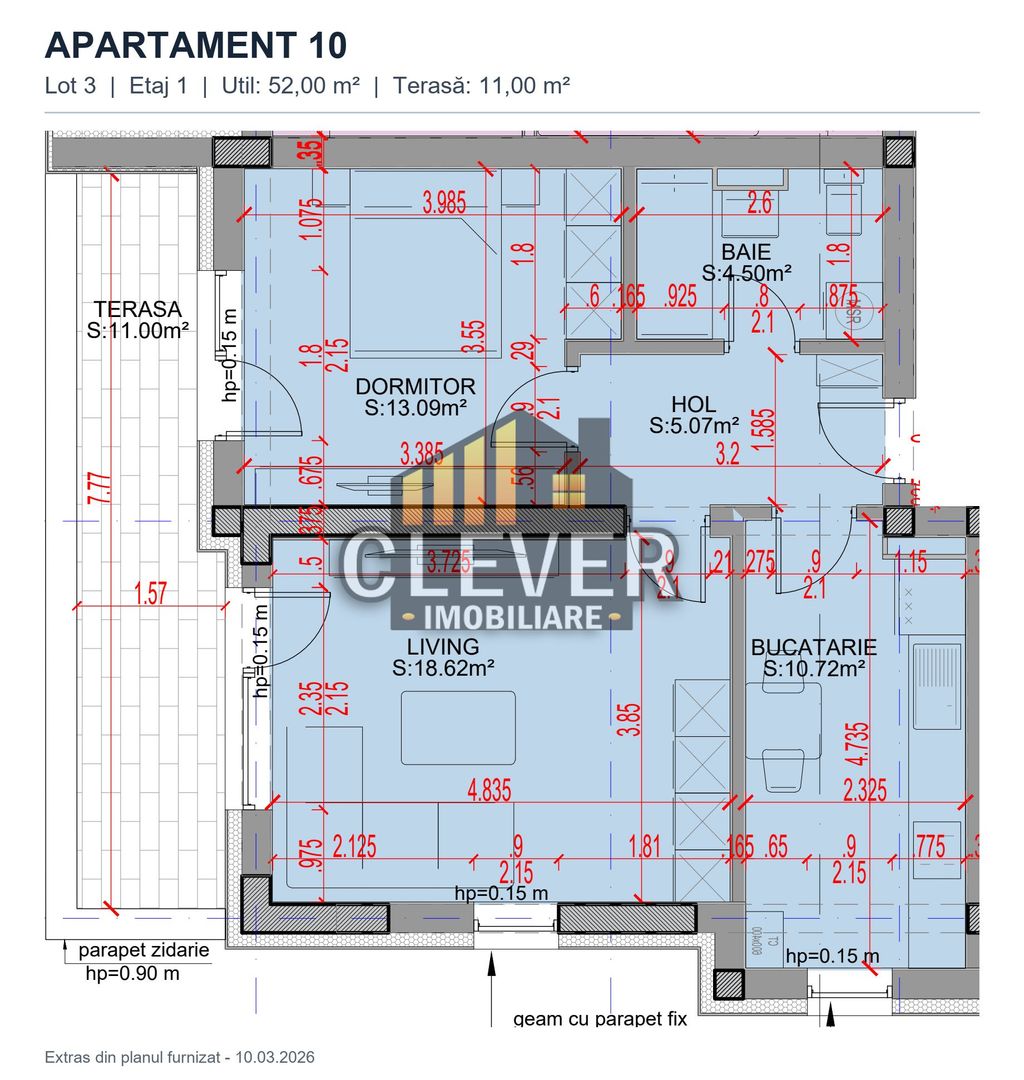 2 camere Pallady |  63 mp | Terasă 11 mp | Bucătărie separată - Schiță 24