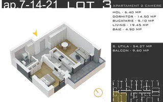 2 camere decomandat -Theodor Pallady-Metrou Nicolae Teclu - Schiță 12