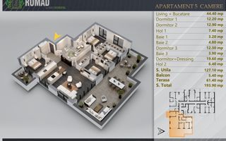 5 Camere cu Terasa Proiect Premium Titan-Theodor Pallady - Schiță 1