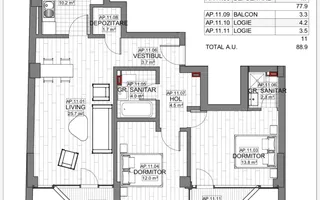VANZARE APARTAMENT 3 CAMERE | LIZEANU | BLOC NOU | PARCARE | TERASA - Schiță 26