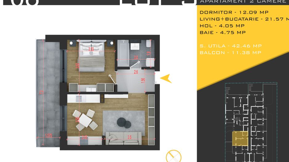 2 camere  Titan Pallady  Metrou Nicolae Teclu - Schiță 10