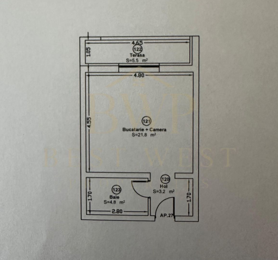 Apartament 1 camera, tip studio, Giroc la asfalt - Poză 9