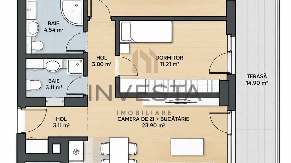 Apartament 3 camere cu terasa, etaj intermediar, parcare, Buna Ziua! - Poză 2