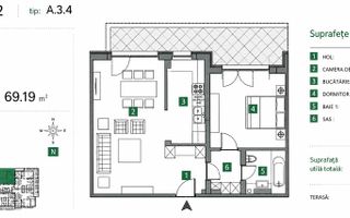 Apartament 2 Camere | Balcon cu Vedere spre Lac | Aproape de Metrou - Schiță 12