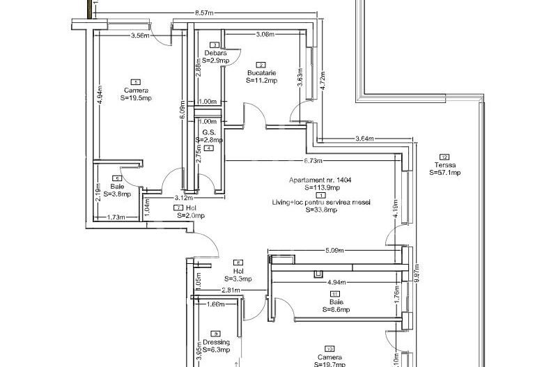 Penthouse 3 camere | Orientare Sud-Vest | 0% comision | Seasons - Schiță 15