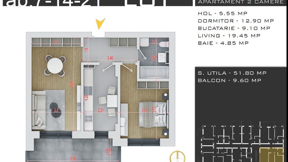 AP. 2CAM+50% DISCOUNT LOCUL DE PARCARE / COMPLEX 3 BLOCURI P+3! - Poză 1