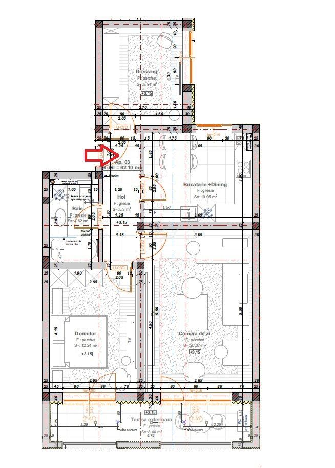 3 camere. Decomandat. Loc de parcare. - Poză 11