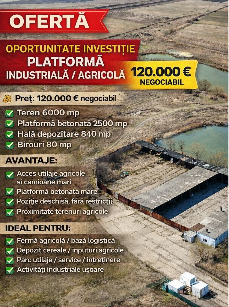 CONSTRUCȚIE EDILITARĂ, teren 6.000 mp, cu platforma betonată 2.500 mp, VASLUI; - Poză 2