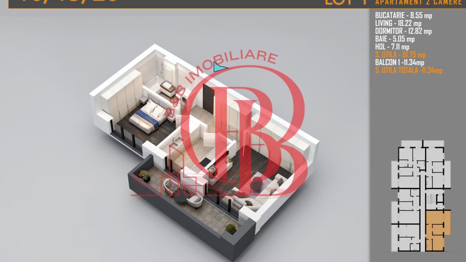 Apartament decomandat 2 camere -Titan Pallady Metrou Teclu - Schiță 2