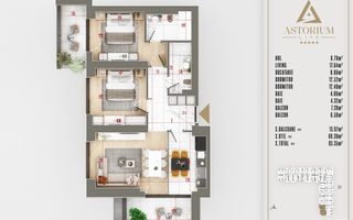 3 camere izolatie fonica intre apartamente proiect premium - Schiță 8