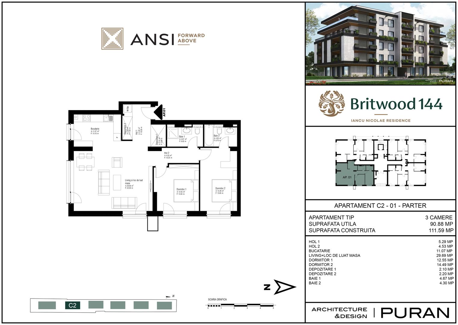 De vânzare apartament 3 camere – BRITWOOD 144, Iancu Nicolae - Poză 2