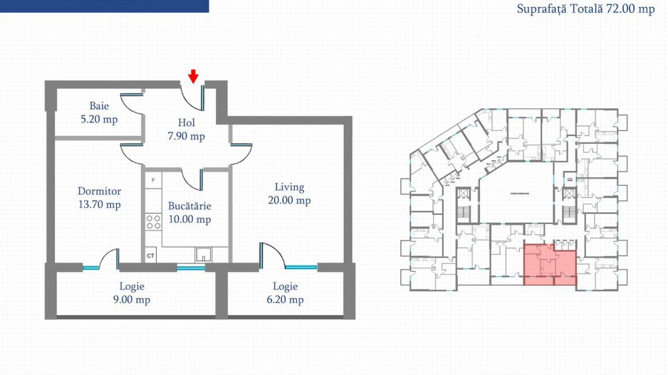2 Camere, 72 mp, Spatios, Vedere Libera, Finalizat, Bloc Nou, Metrou Preciziei - Poză 14
