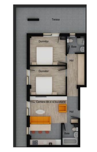 Apartament 3 camere, 2 bai, 62 mp utili, terasa 35 mp, garaj, boxa - Poză 1