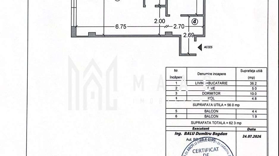 Apartament 2 camere | 2 balcoane | Lift | Parcare | D.Stanca - Schiță 11