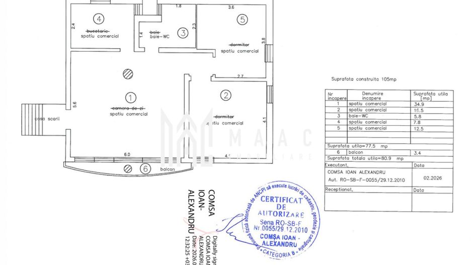 Spatiu comercial/ birouri | Etaj 1 | 80MP | Sub Arini - Schiță 2