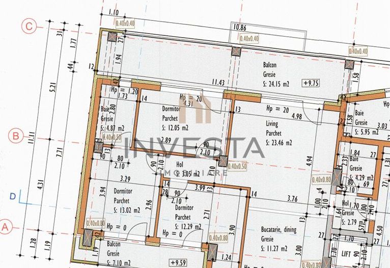 Apartament cu 4 camere, 2 terase, bloc nou, parcare inclusa, Marasti! - Schiță 3