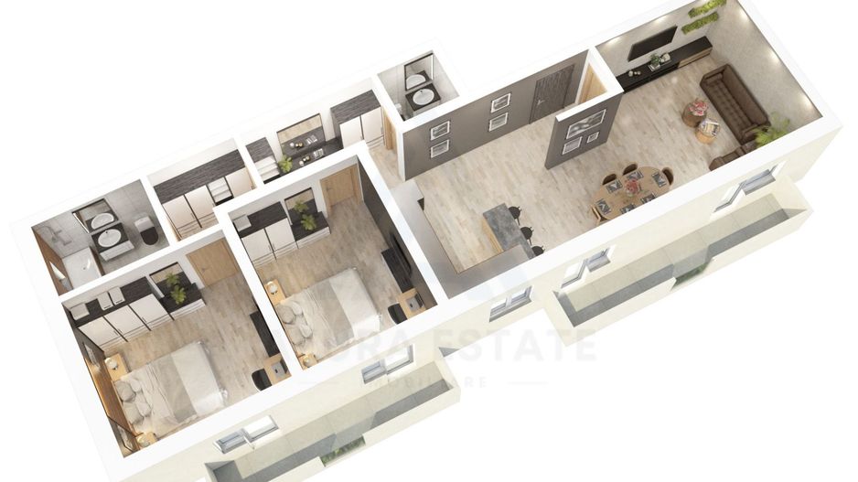 Apartament etaj 1 cu 78 mp utili 3 camere 2 bai 2 balcoane  Dna Stanca - Poză 9