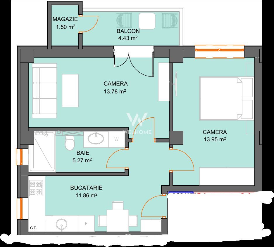 Apartament cu 2 camere si avans doar 5% - zona Doamna Stanca - Sibiu - Schiță 5