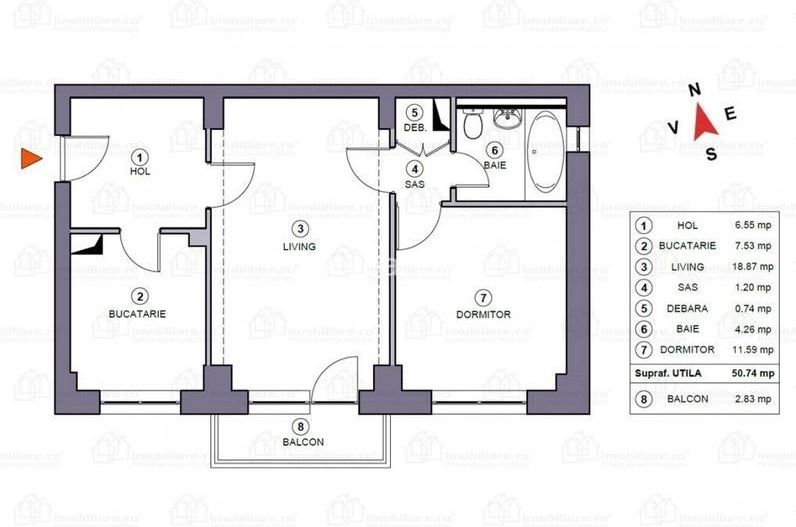 2 camere 1984 50 mp utili metrou Titan etaj 4 din 10 - Poză 8
