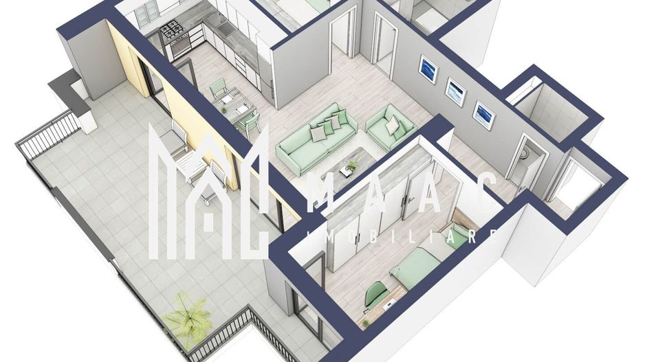 Apartament 3 camere | Balcoane 27.4 mp | Etaj 3 | Turnisor - Poză 3