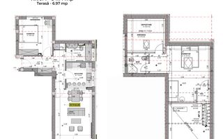 Penthouse 3 camere, 2 băi, la cheie, orientare SUD - întabulat - Poză 9